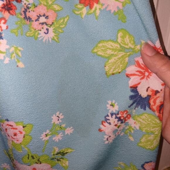 No Boundaries Spring Blue Pink Floral Roses Padded Juniors Strap Dress L 11-13 - Picture 12 of 16